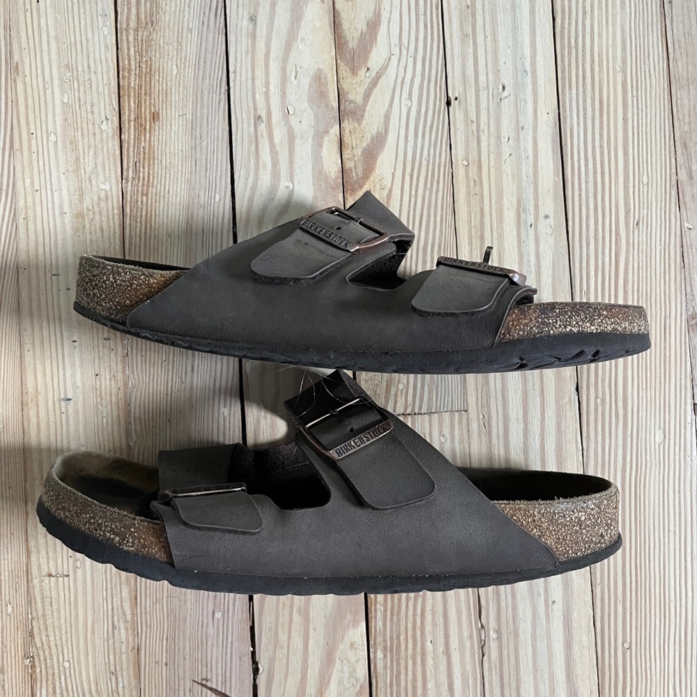 Birkenstock Arizona Slide Sandal EU 42 Mocha Brown Double Strap Buckle Cork boho - Picture 6 of 11